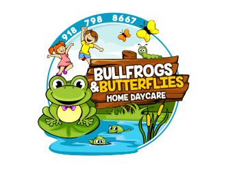 Bullfrogs & Butterflies Home Daycare logo design by veron