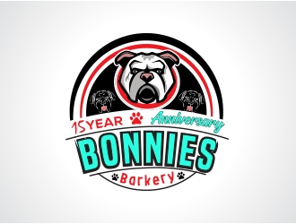 Bonnies Barkery 15 Year Anniversary logo design by zubi
