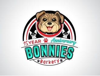Bonnies Barkery 15 Year Anniversary logo design by zubi