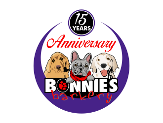 Bonnies Barkery 15 Year Anniversary logo design by Kruger