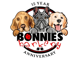 Bonnies Barkery 15 Year Anniversary logo design by Suvendu