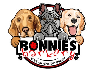 Bonnies Barkery 15 Year Anniversary logo design by Suvendu