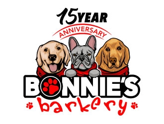 Bonnies Barkery 15 Year Anniversary logo design by daywalker