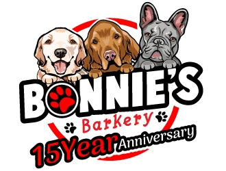 Bonnies Barkery 15 Year Anniversary logo design by uttam