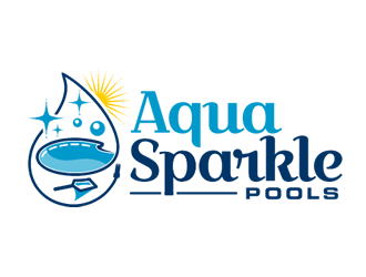 Aqua Sparkle Pools logo design by Coolwanz