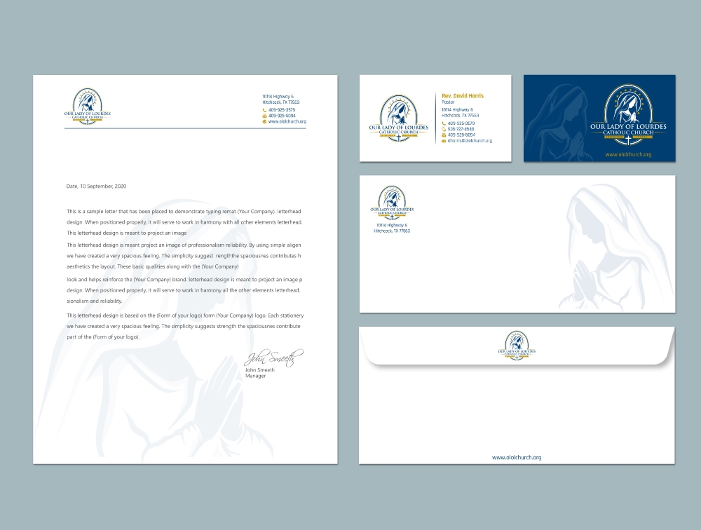 Our Lady of Lourdes Catholic Church logo design by Boomstudioz