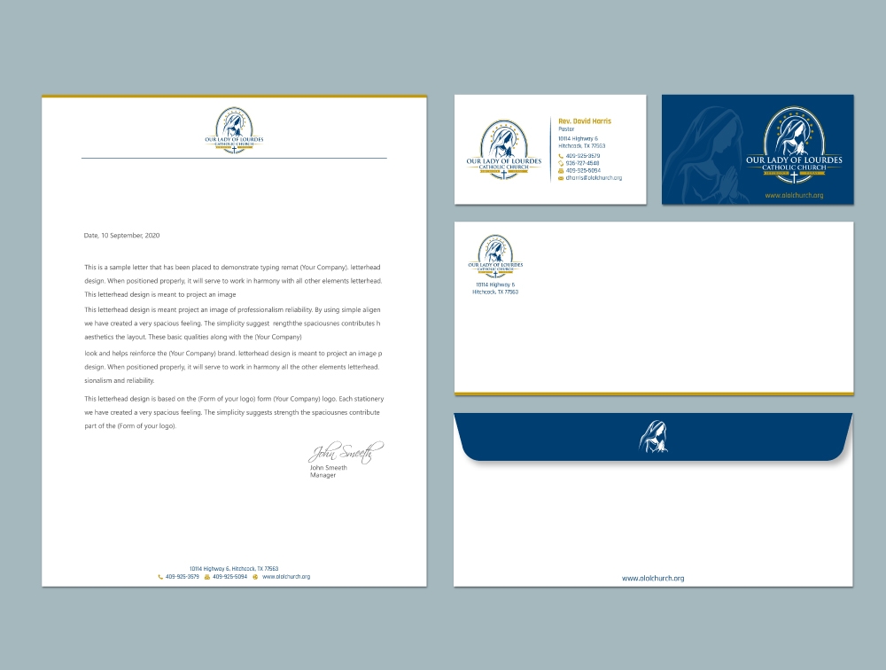 Our Lady of Lourdes Catholic Church logo design by Boomstudioz