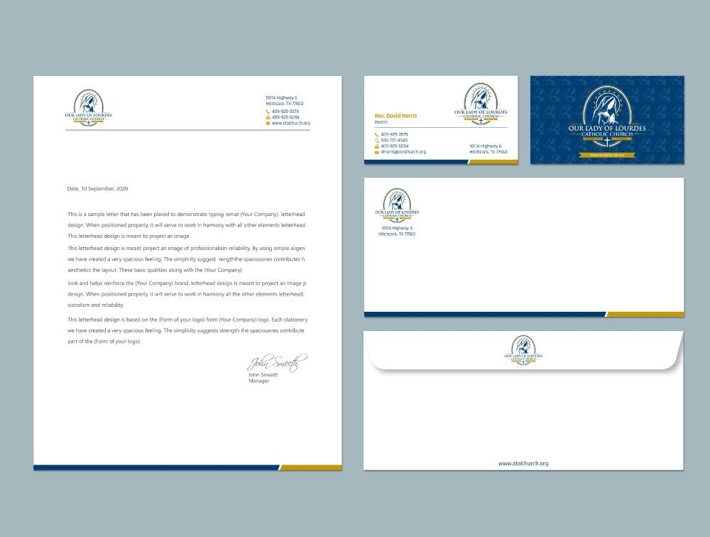 Our Lady of Lourdes Catholic Church logo design by Boomstudioz