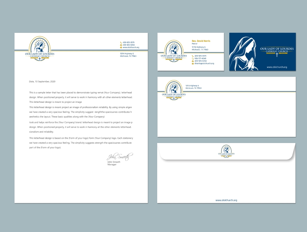 Our Lady of Lourdes Catholic Church logo design by Boomstudioz