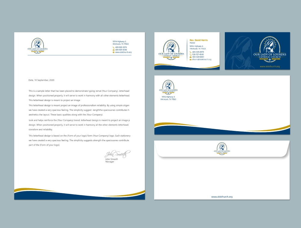 Our Lady of Lourdes Catholic Church logo design by Boomstudioz