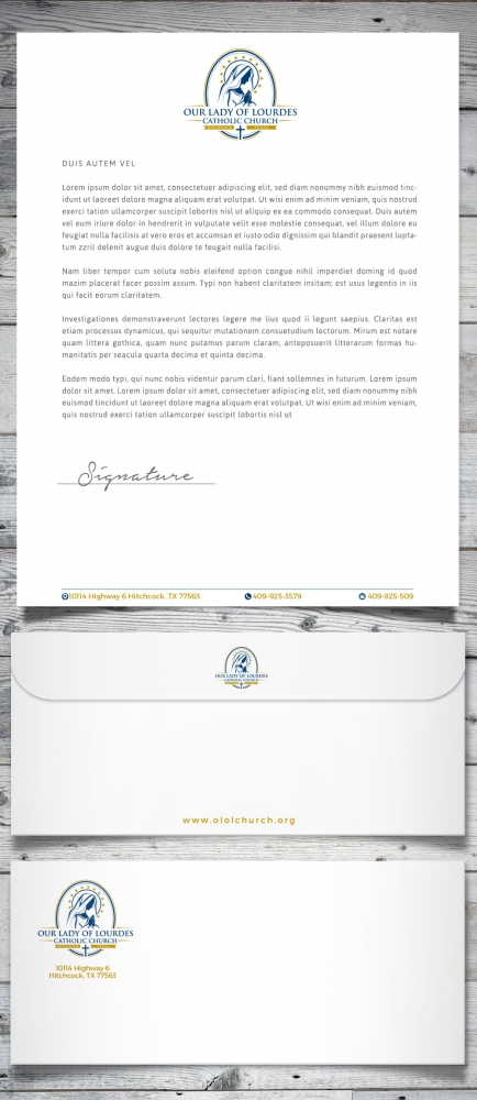 Our Lady of Lourdes Catholic Church logo design by scriotx