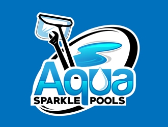 Aqua Sparkle Pools logo design by DreamLogoDesign
