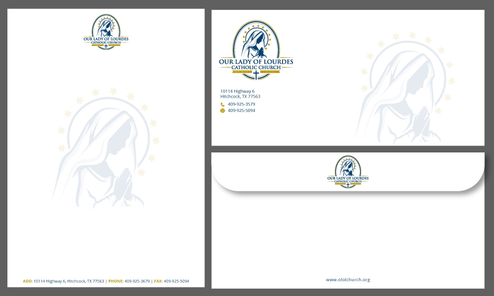 Our Lady of Lourdes Catholic Church logo design by Gelotine