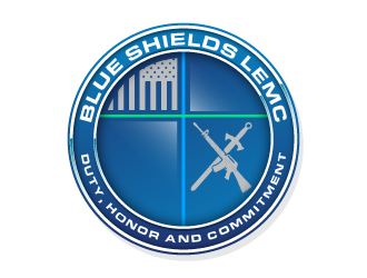 Blue shields LEMC logo design by PRN123