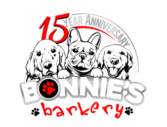 Bonnies Barkery 15 Year Anniversary logo design by veron