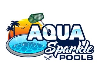 Aqua Sparkle Pools logo design by DreamLogoDesign