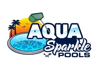 Aqua Sparkle Pools logo design by DreamLogoDesign