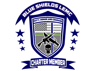 Blue shields LEMC logo design by coco