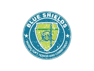 Blue shields LEMC logo design by berkahnenen
