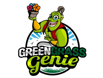 Green Grass Genie logo design by DreamLogoDesign