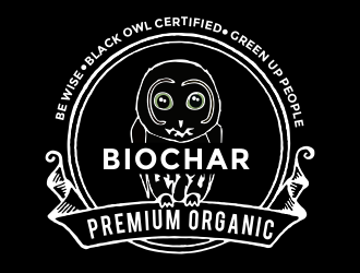 Black Owl BIOCHAR  specifically Premium Organic logo design by aldesign