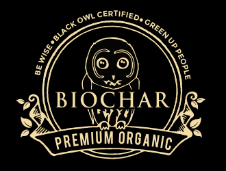 Black Owl BIOCHAR  specifically Premium Organic logo design by aldesign