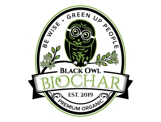 Black Owl BIOCHAR  specifically Premium Organic logo design by jaize