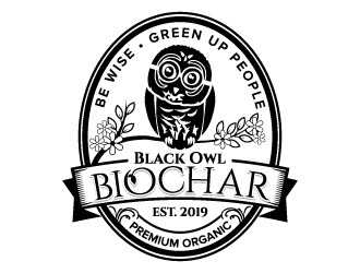 Black Owl BIOCHAR  specifically Premium Organic logo design by jaize
