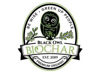 Black Owl BIOCHAR  specifically Premium Organic logo design by jaize