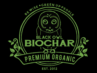 Black Owl BIOCHAR  specifically Premium Organic logo design by aldesign