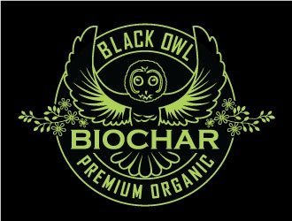 Black Owl BIOCHAR  specifically Premium Organic logo design by invento