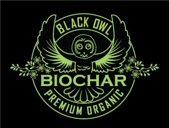 Black Owl BIOCHAR  specifically Premium Organic logo design by invento