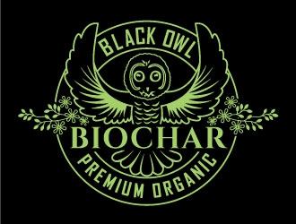 Black Owl BIOCHAR  specifically Premium Organic logo design by invento