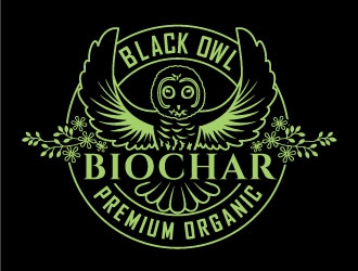 Black Owl BIOCHAR  specifically Premium Organic logo design by invento