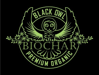 Black Owl BIOCHAR  specifically Premium Organic logo design by invento