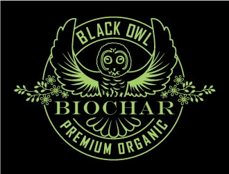 Black Owl BIOCHAR  specifically Premium Organic logo design by invento