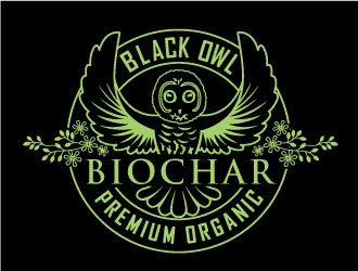Black Owl BIOCHAR  specifically Premium Organic logo design by invento