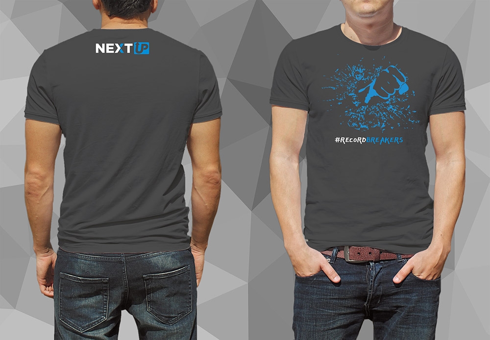 I need #RecordBreakers on the front of the shirt and Next UP logo on the back top of the shirt. logo design by fritsB