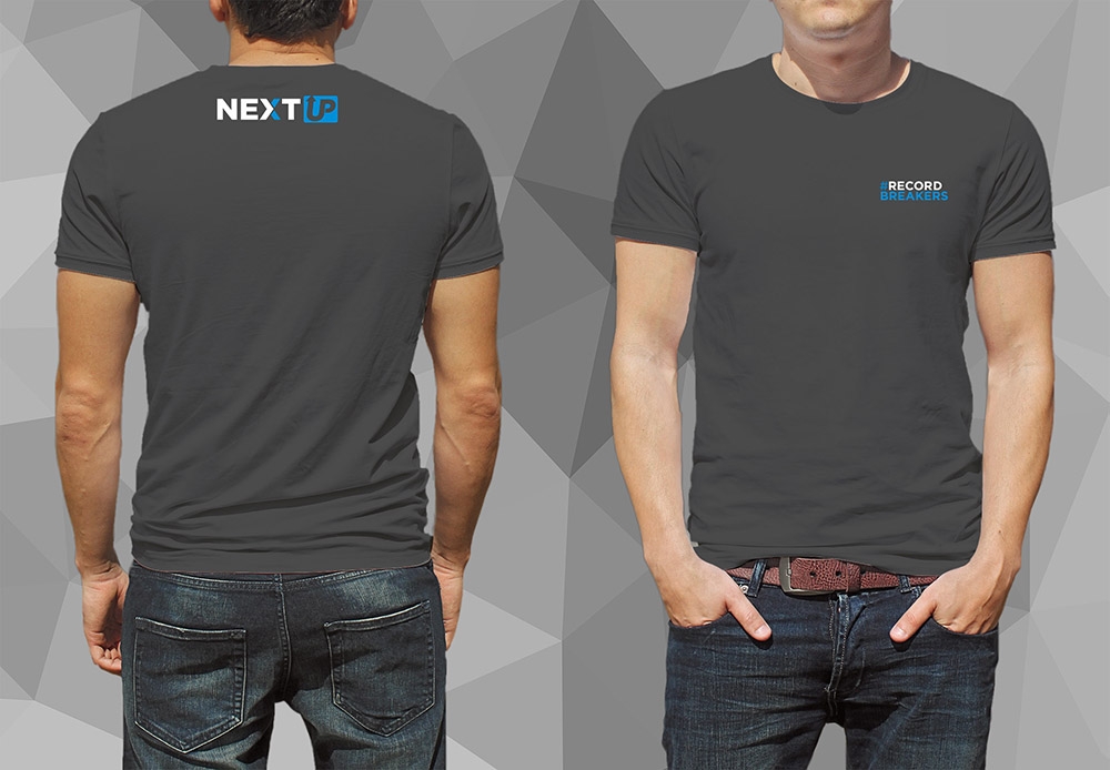 I need #RecordBreakers on the front of the shirt and Next UP logo on the back top of the shirt. logo design by fritsB