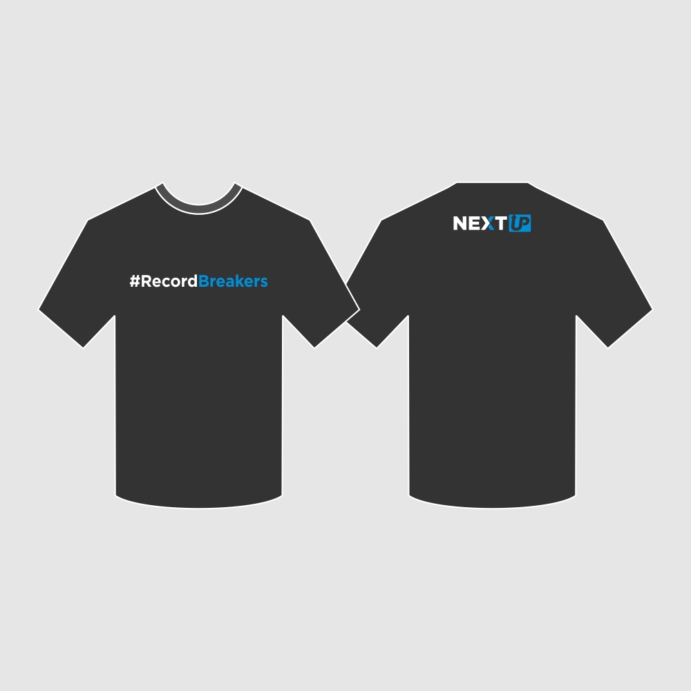 I need #RecordBreakers on the front of the shirt and Next UP logo on the back top of the shirt. logo design by dibyo