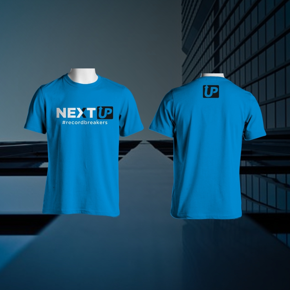 I need #RecordBreakers on the front of the shirt and Next UP logo on the back top of the shirt. logo design by berkahnenen