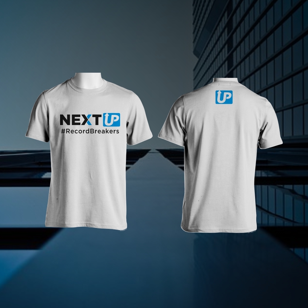 I need #RecordBreakers on the front of the shirt and Next UP logo on the back top of the shirt. logo design by berkahnenen
