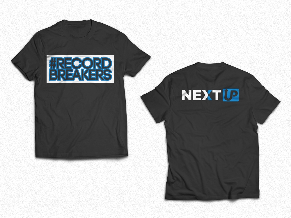I need #RecordBreakers on the front of the shirt and Next UP logo on the back top of the shirt. logo design by iamjason