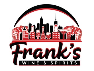 Franks Wine & Spirits logo design by Roma