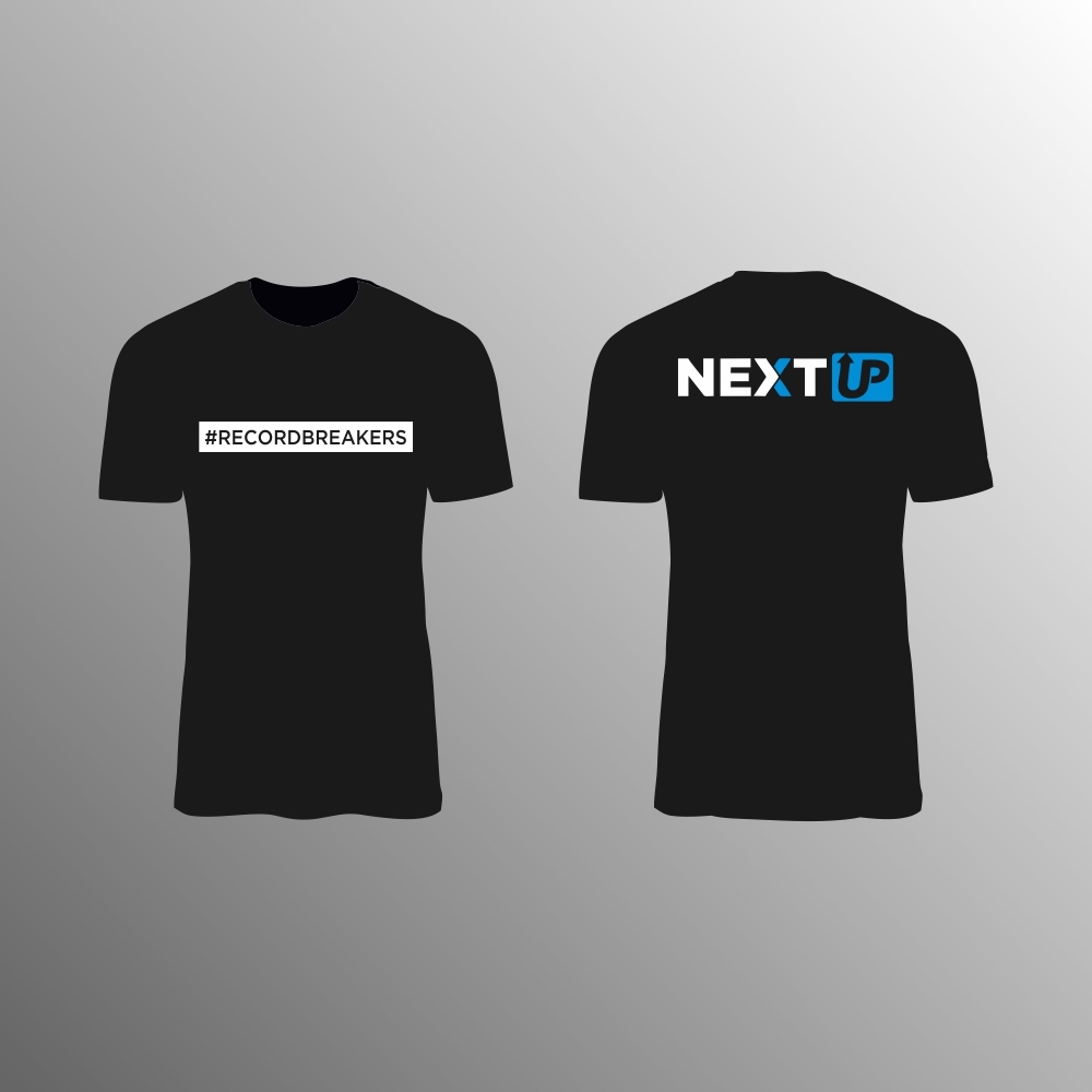 I need #RecordBreakers on the front of the shirt and Next UP logo on the back top of the shirt. logo design by citradesign