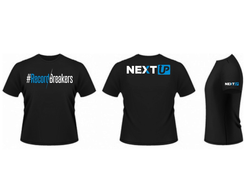 I need #RecordBreakers on the front of the shirt and Next UP logo on the back top of the shirt. logo design by jaize