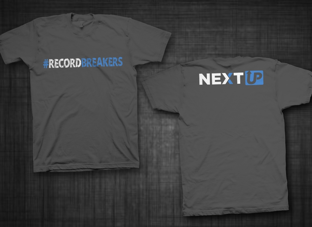 I need #RecordBreakers on the front of the shirt and Next UP logo on the back top of the shirt. logo design by LogOExperT