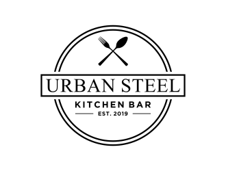 Urban Steel Kitchen   Bar logo design by salis17