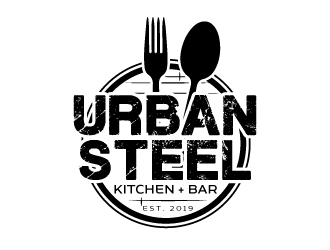Urban Steel Kitchen   Bar logo design by AamirKhan