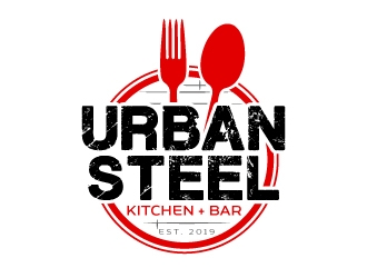 Urban Steel Kitchen   Bar logo design by AamirKhan